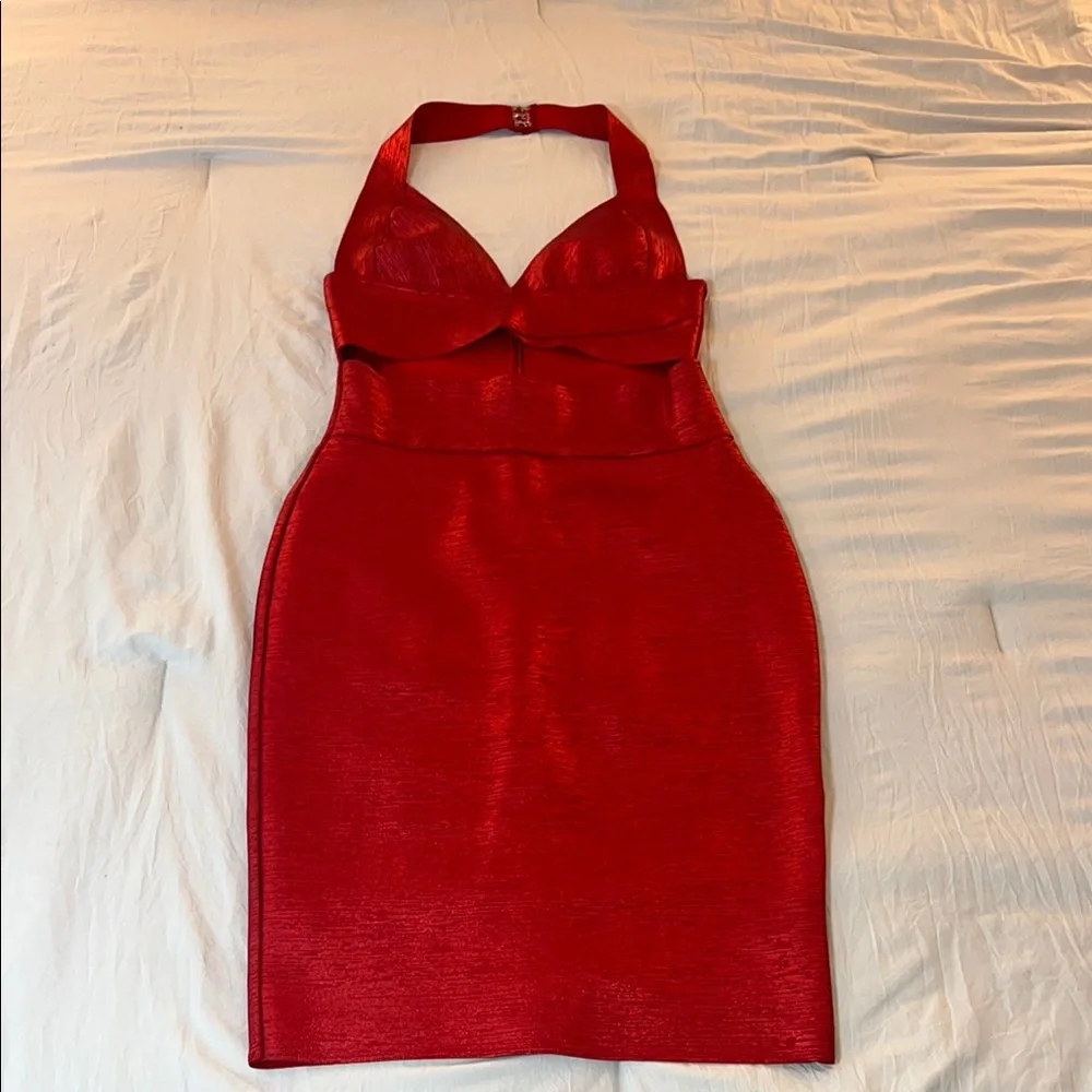 Fashion Nova Maya Bandage Midi Dress - Red - Picture 3 of 7